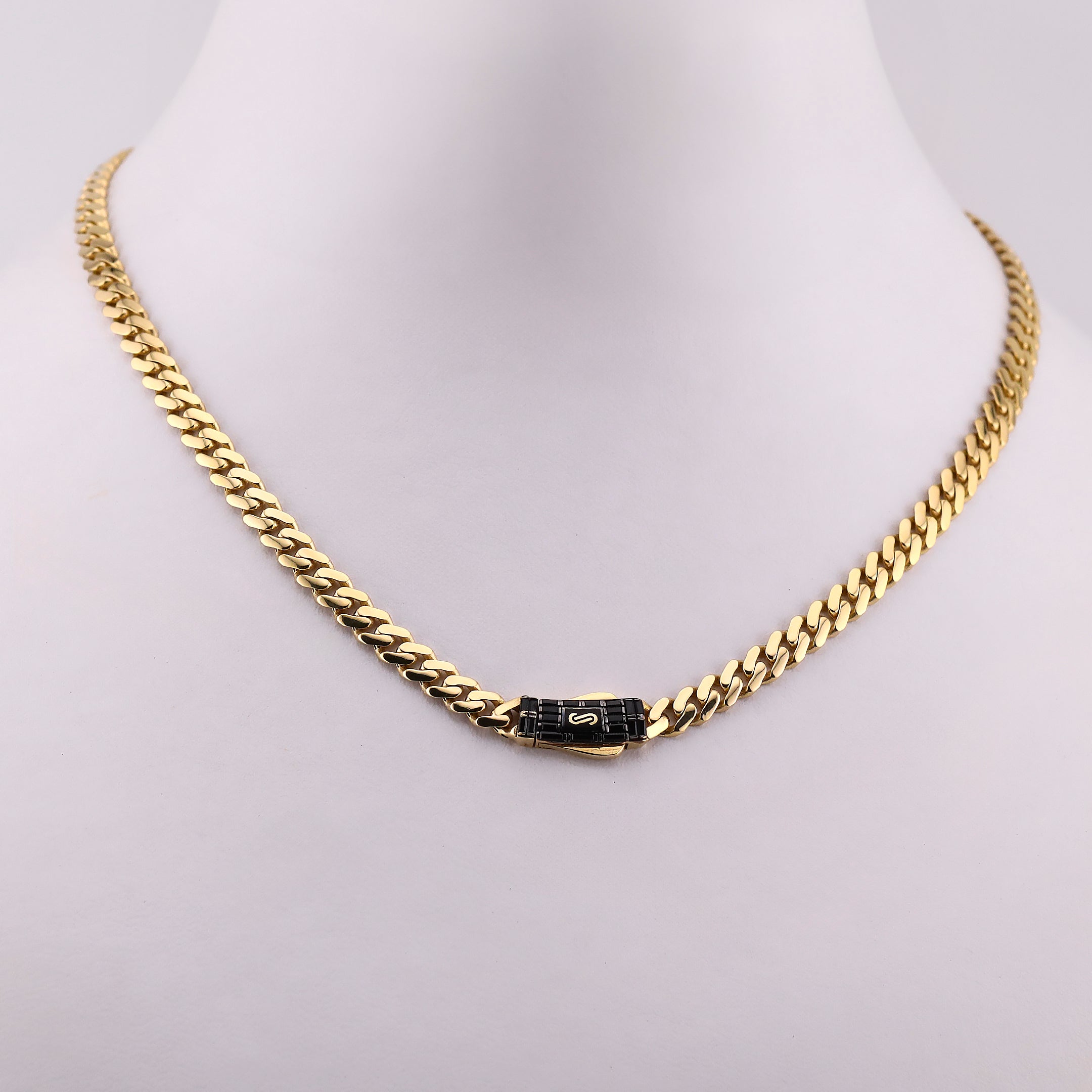 Cadena Monaco Chain Baguette Negro en Oro de 10K