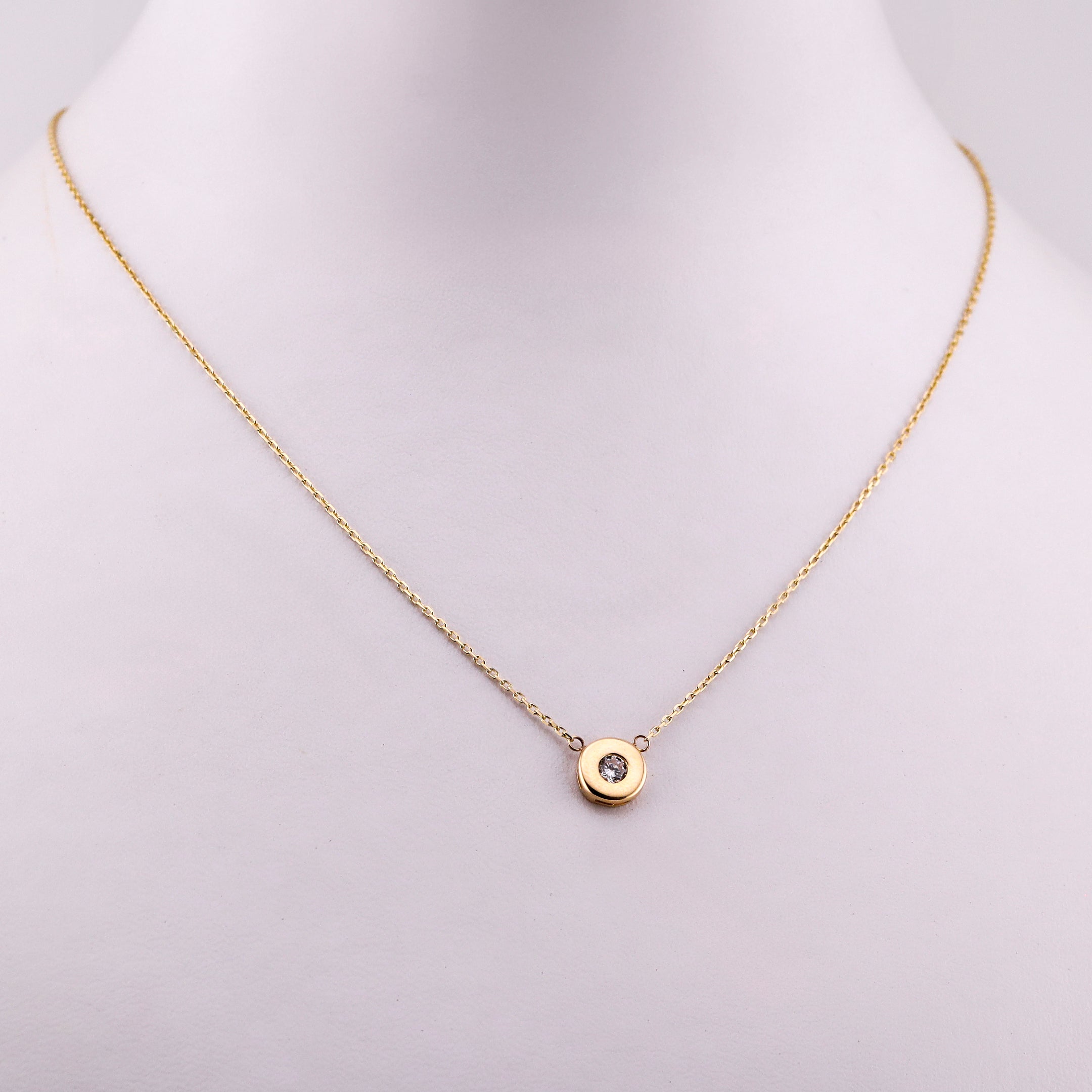 Gargantilla Piedra Blanca en Oro de 14K