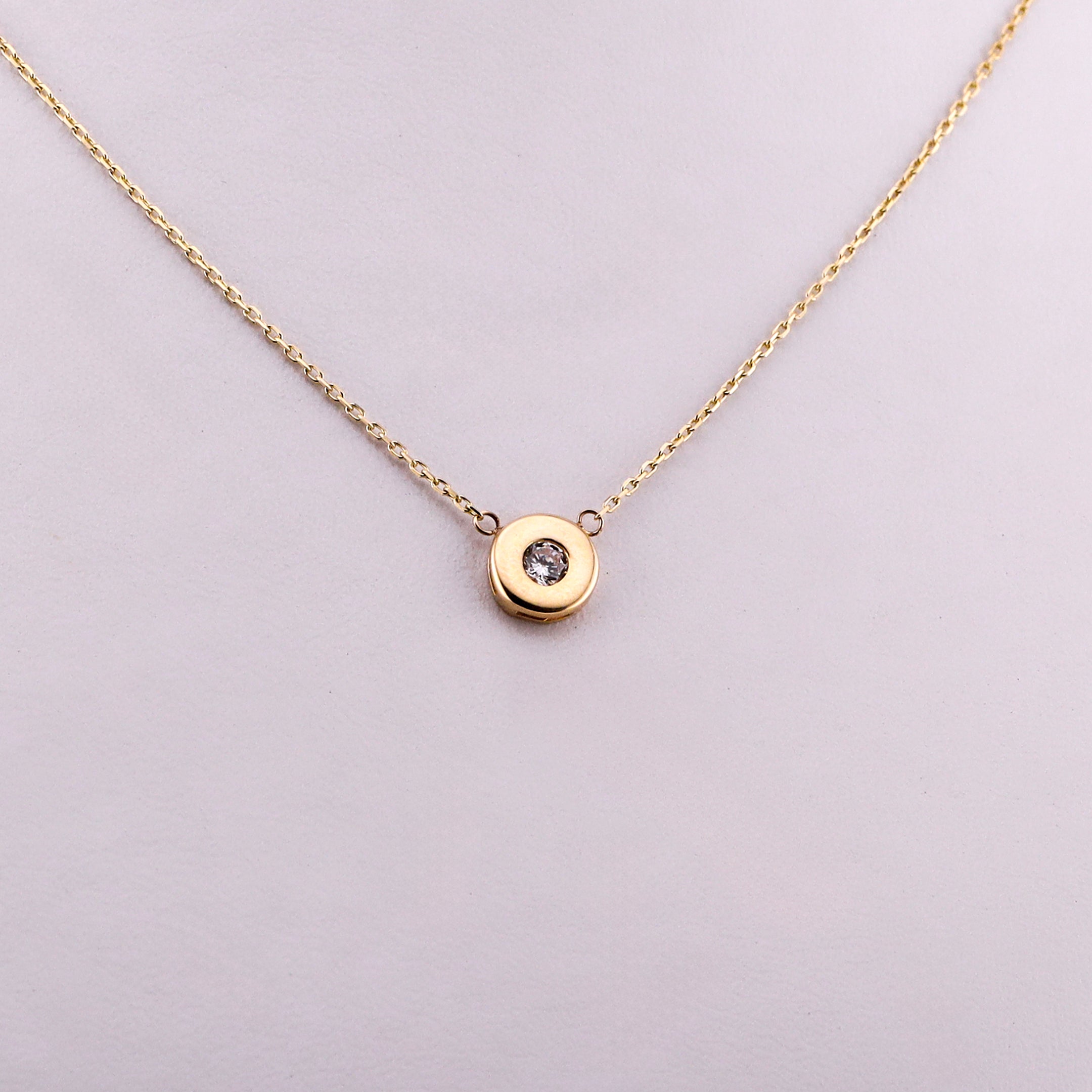 Gargantilla Piedra Blanca en Oro de 14K