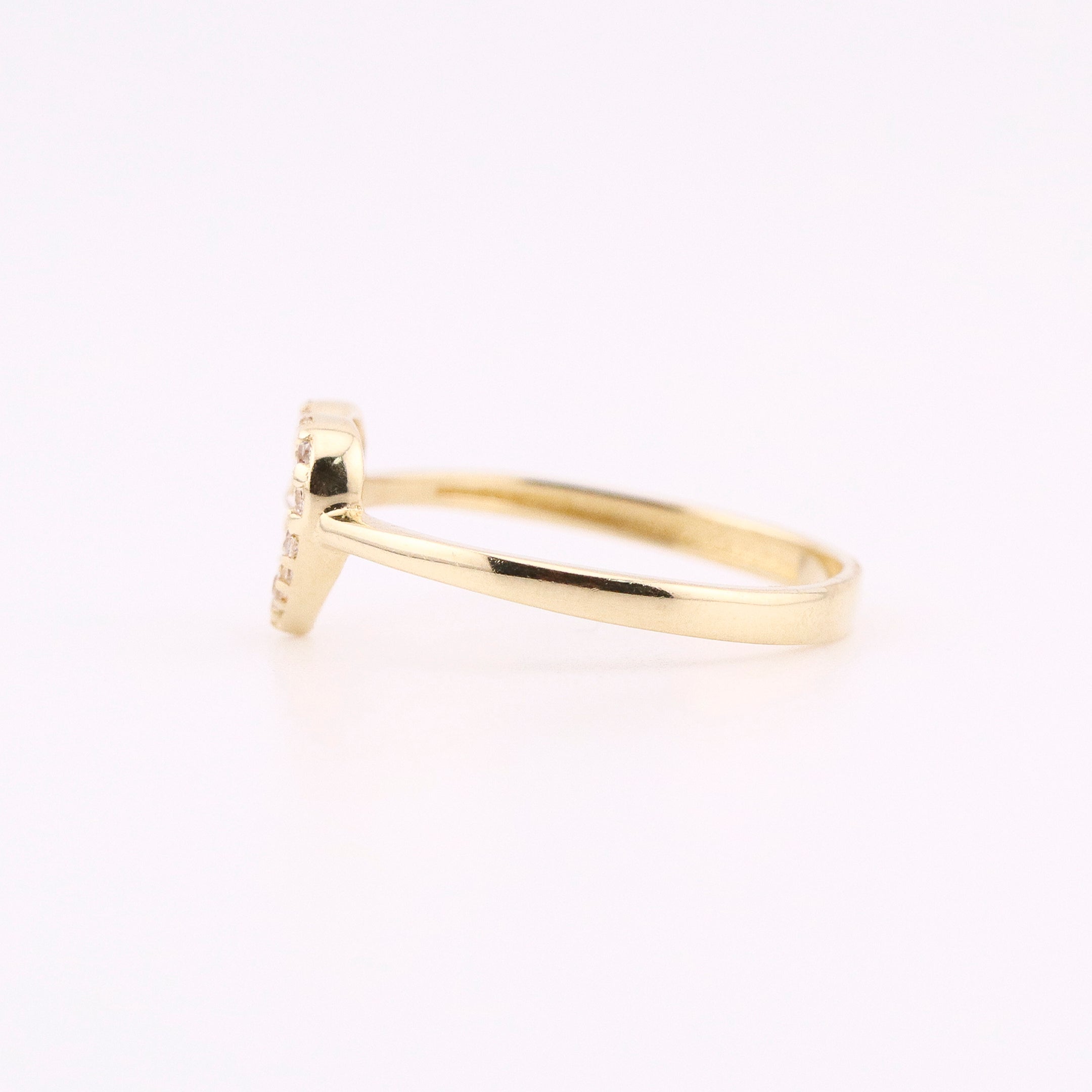 Anillo de Oro Corazón con Piedras Blancas de 14K