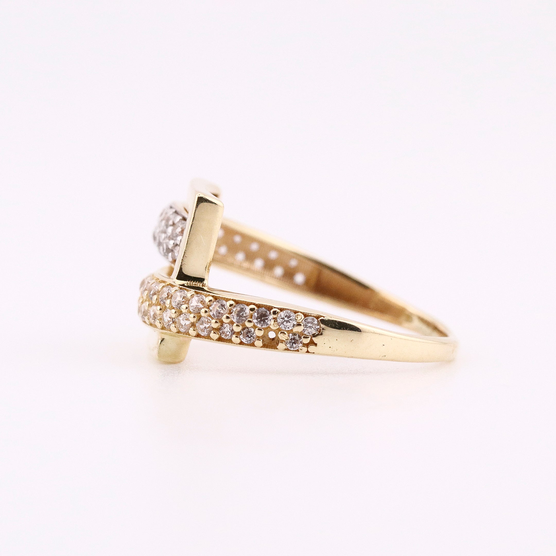 Anillo de Oro Cuadro Entrelazado de 14K
