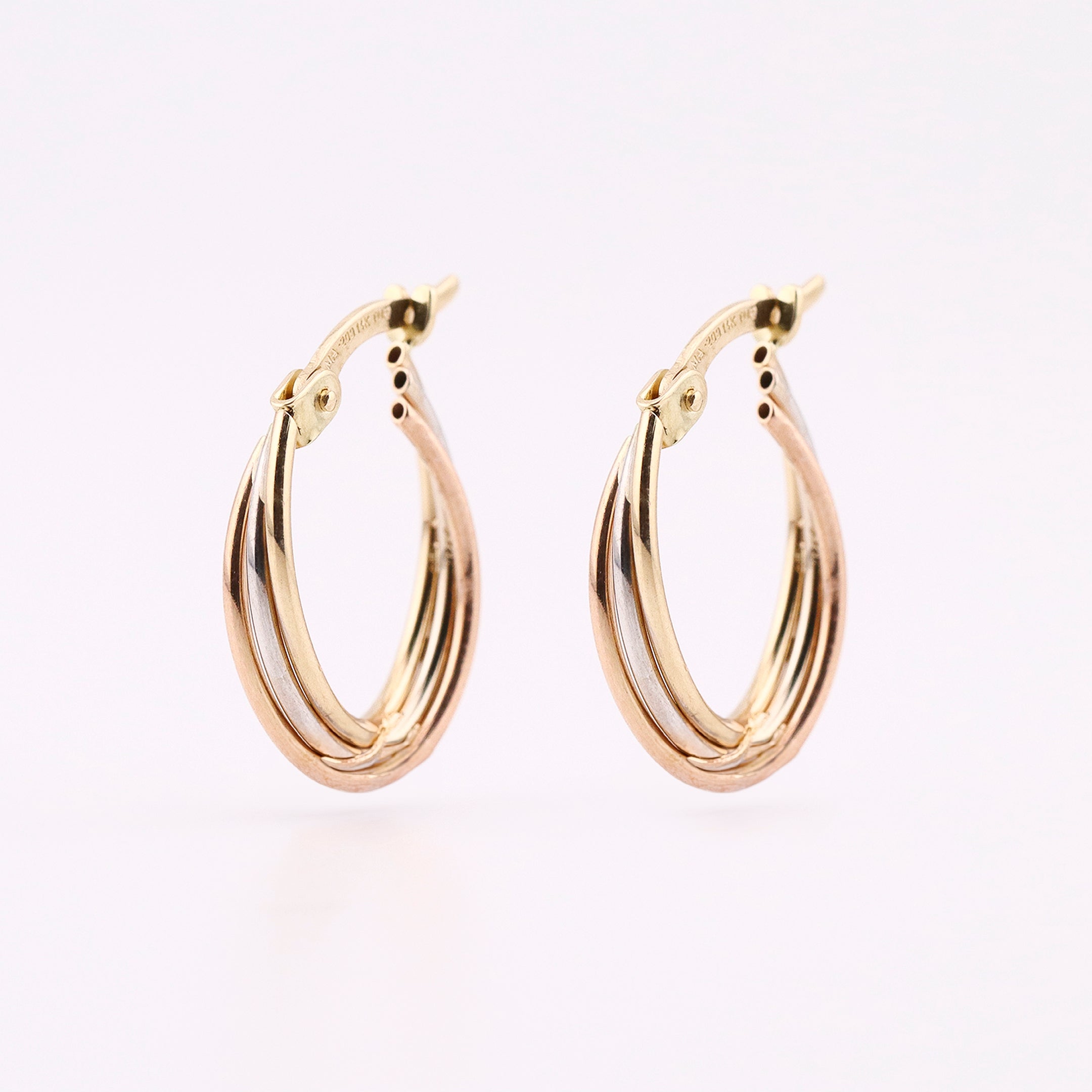 Arracadas de Oro Triple en Tonos de 14K