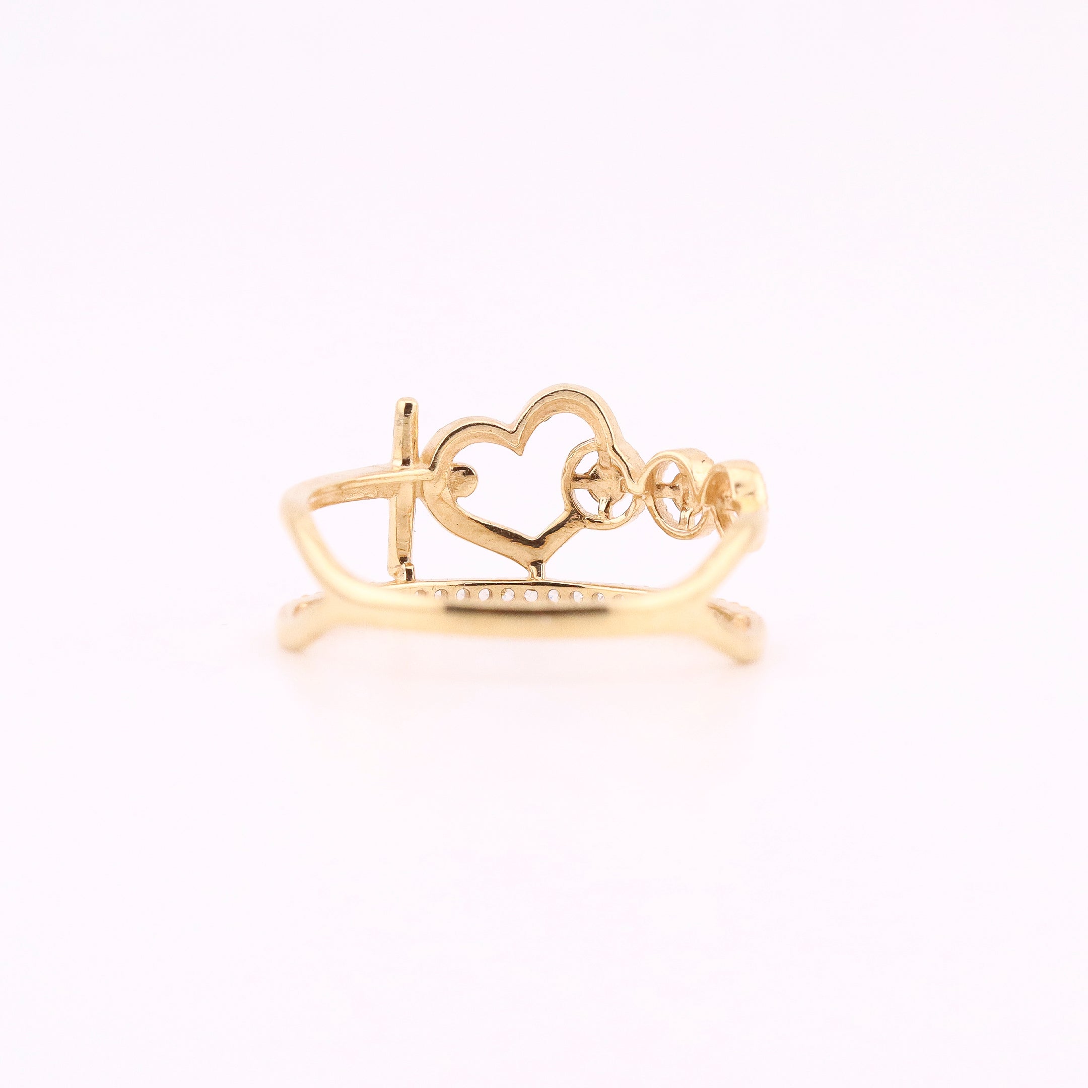 Anillo de Oro Dos Línea con Corazón de 10K