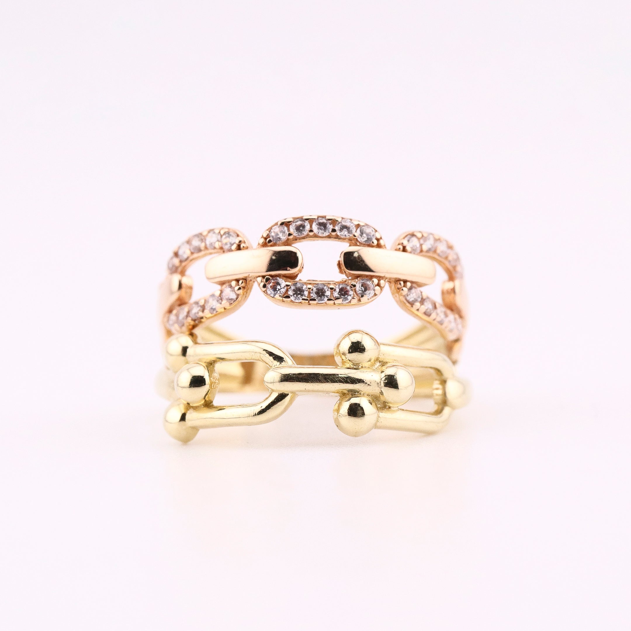 Anillo Doble Enlazado en Oro de 14K