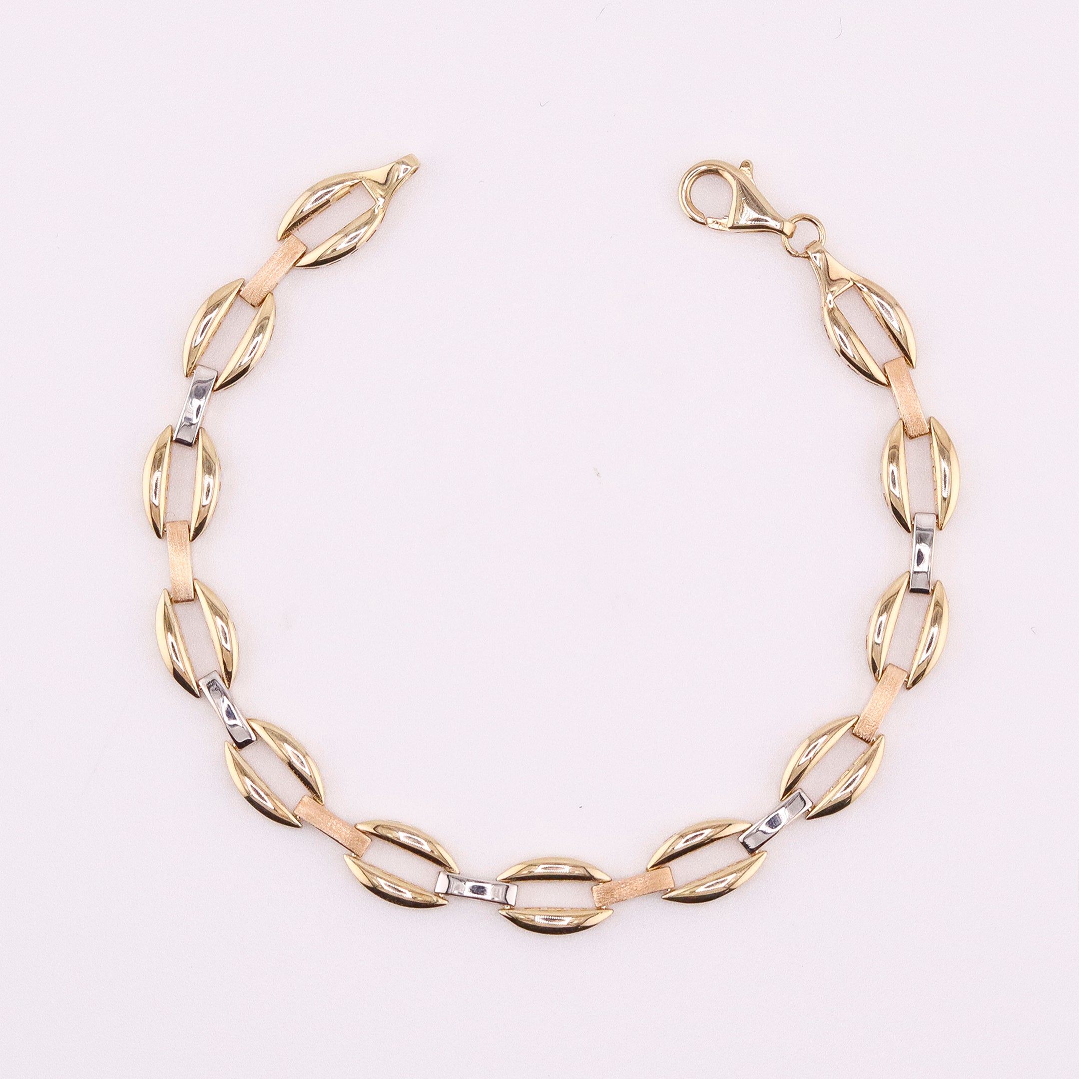 Pulsera de Oro Óvalos en Tonos de 10K