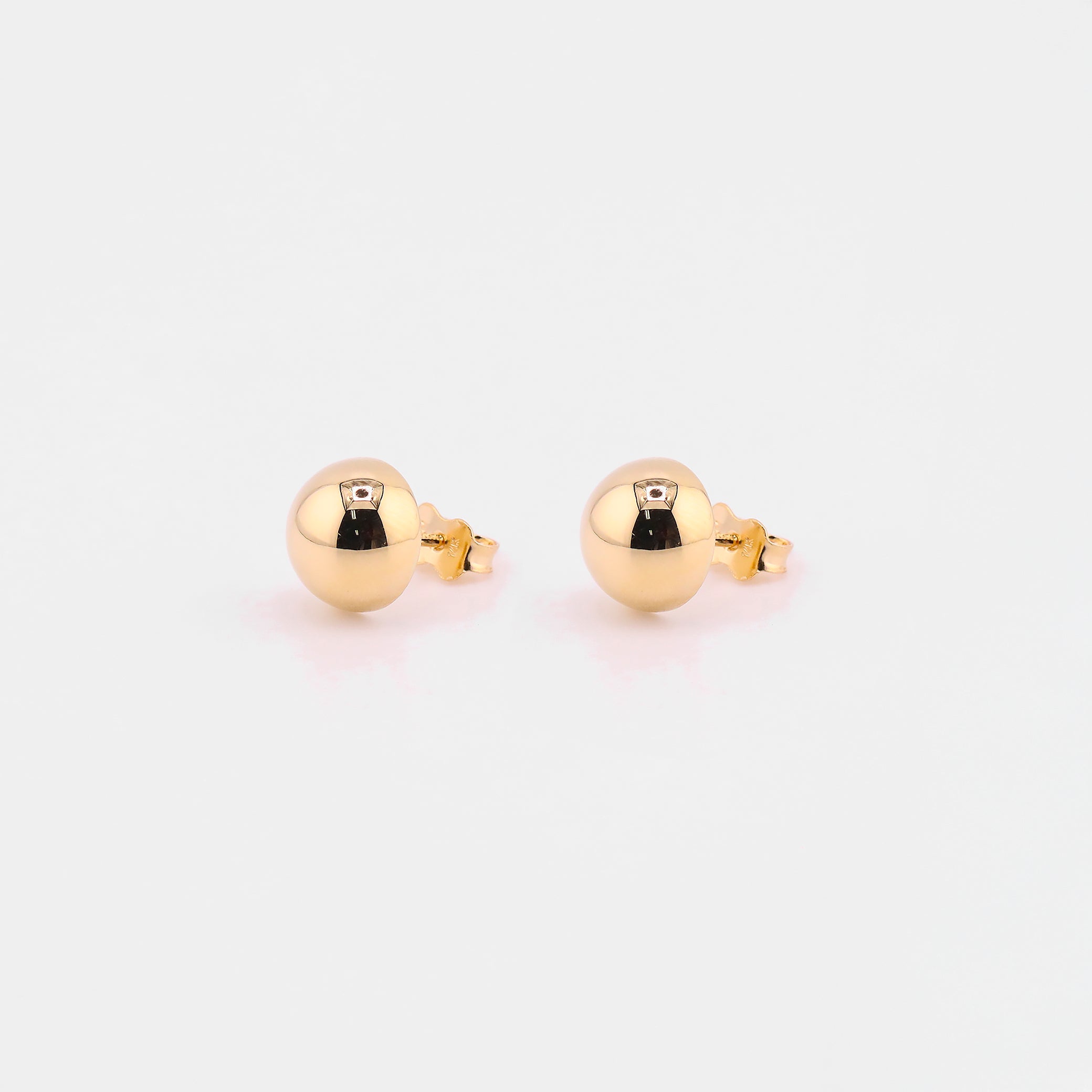 Aretes Hongo Lisos en Oro de 14K
