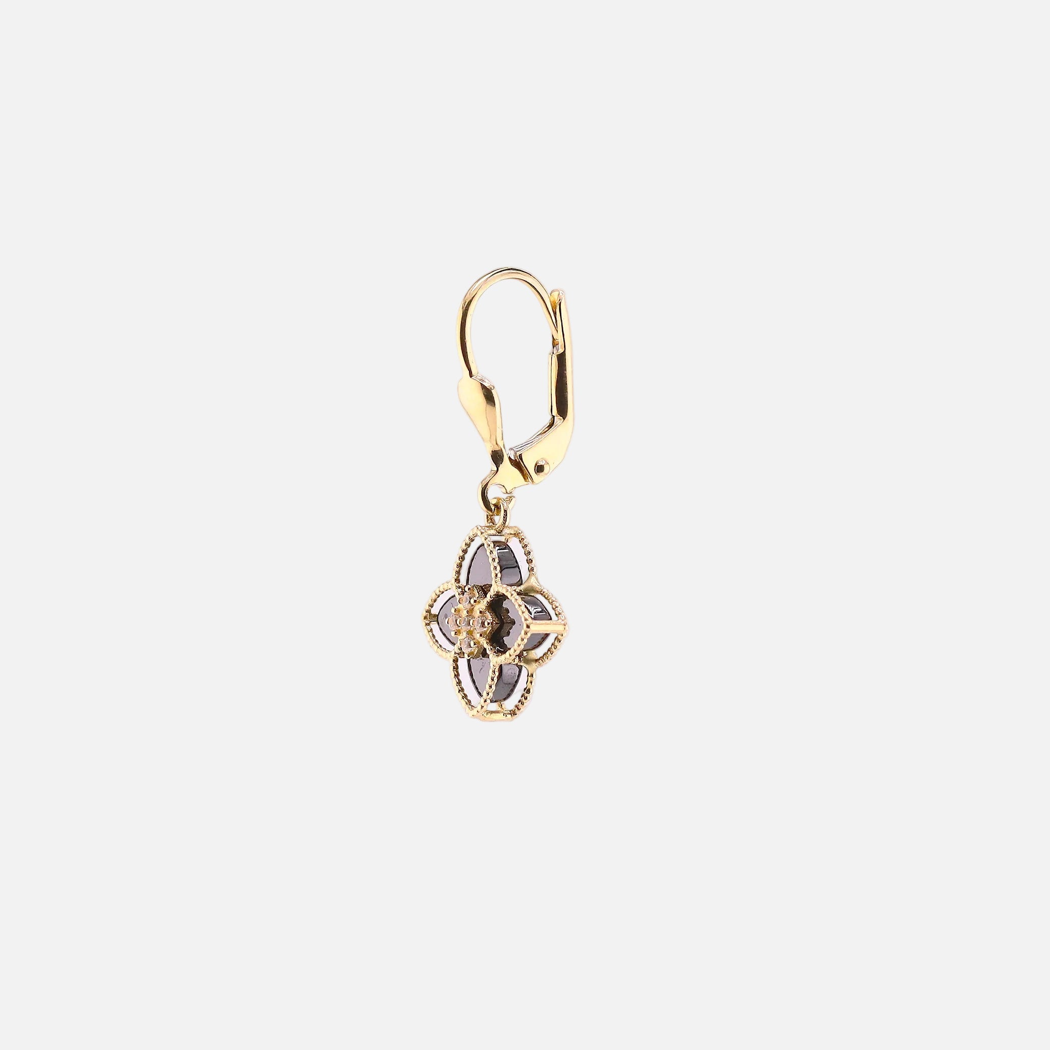 Aretes Flor Negra en Oro de 14K