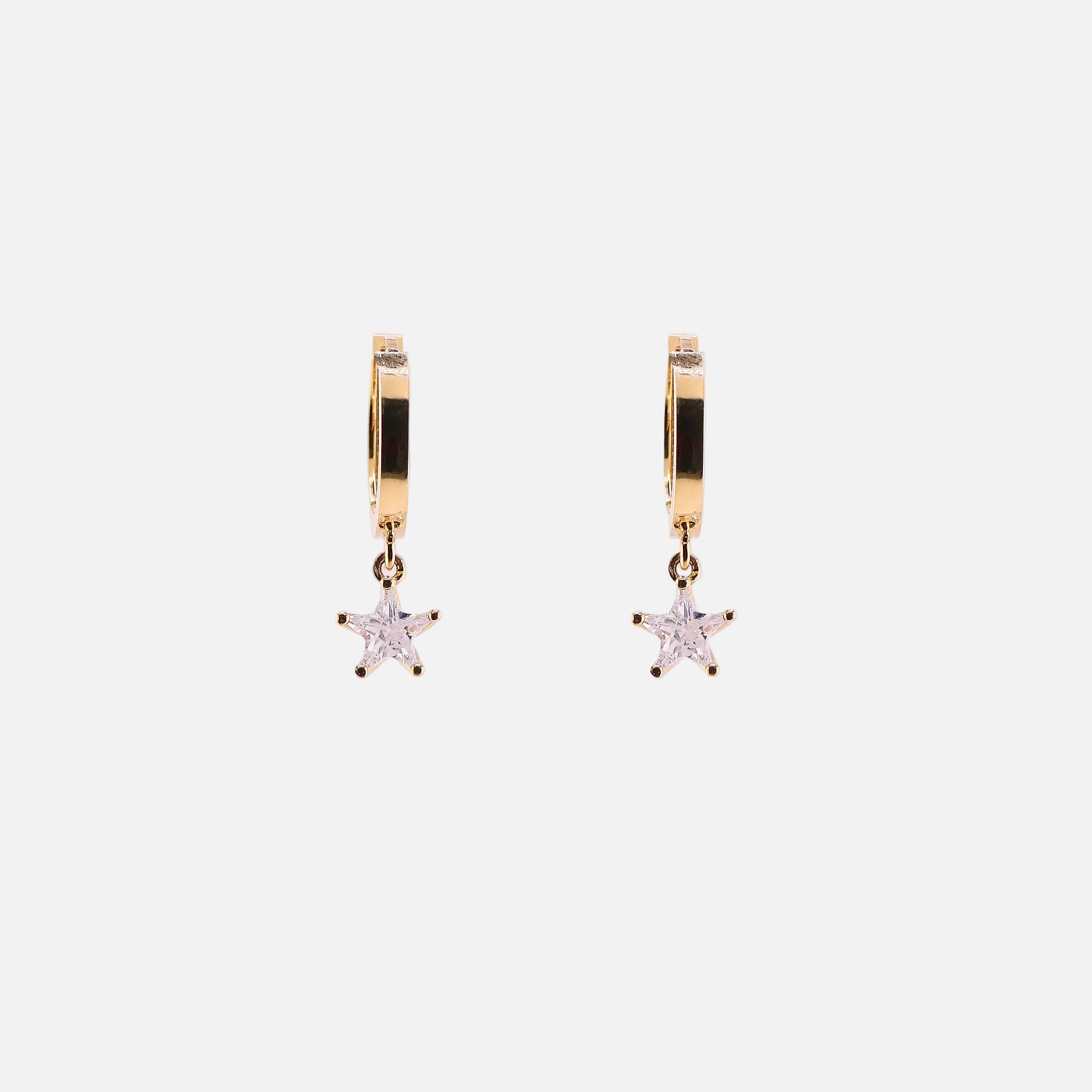 Aretes Estrella Colgantes en Oro de 14K