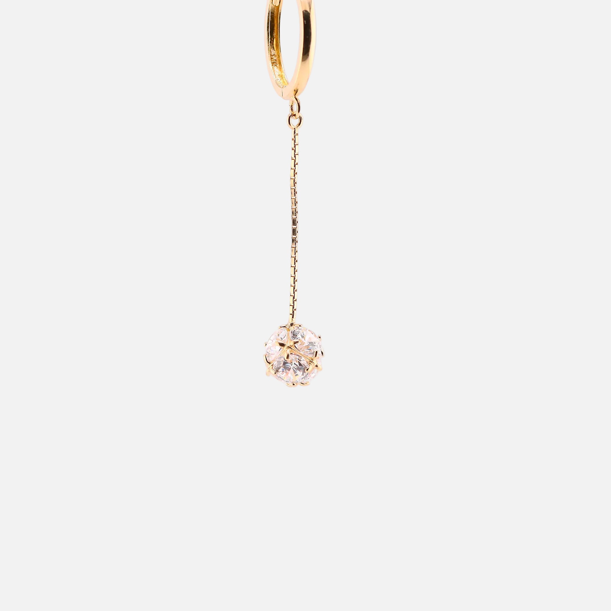 Aretes Borla Colgantes en Oro de 14K