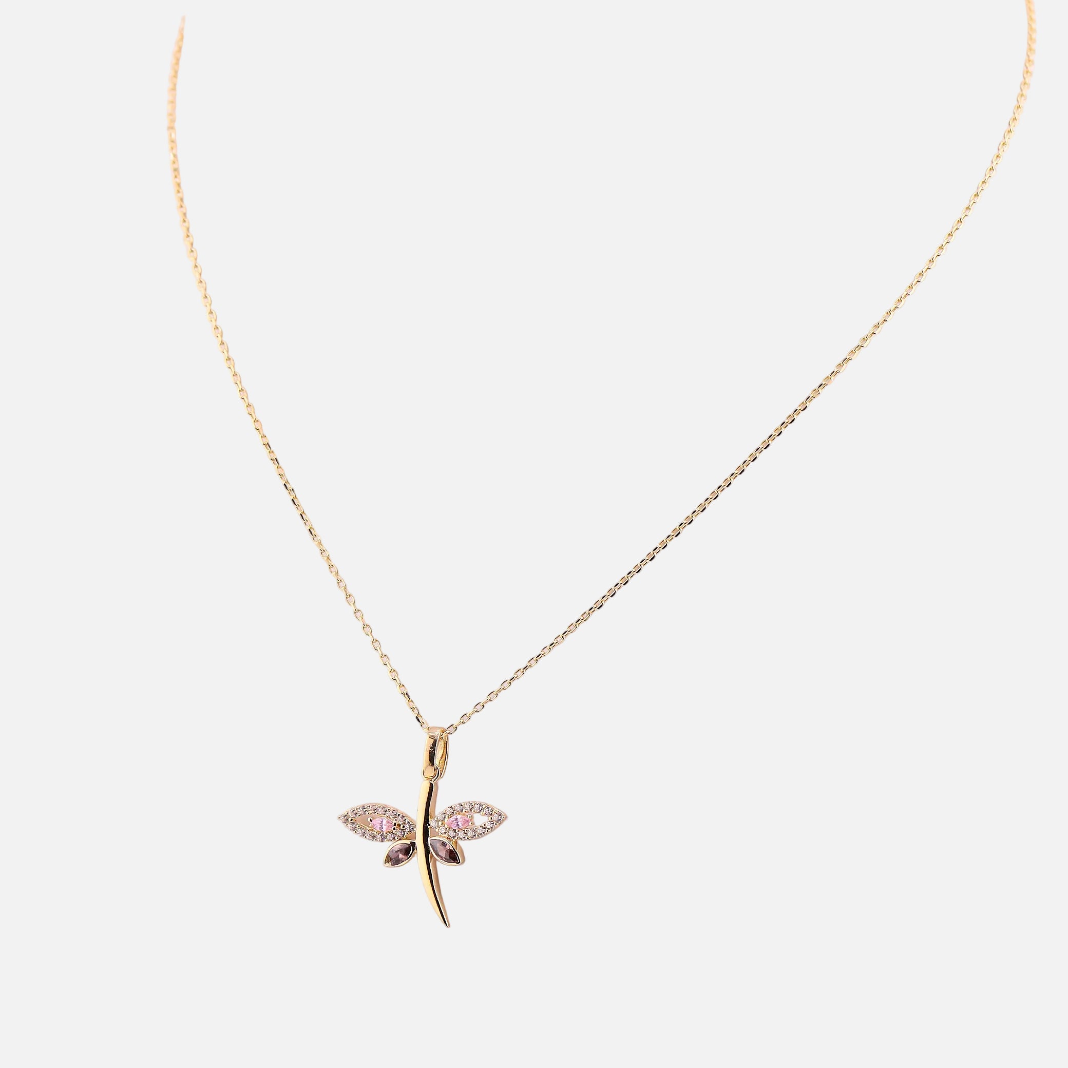 Gargantilla Dije Libélula en Oro de 14K