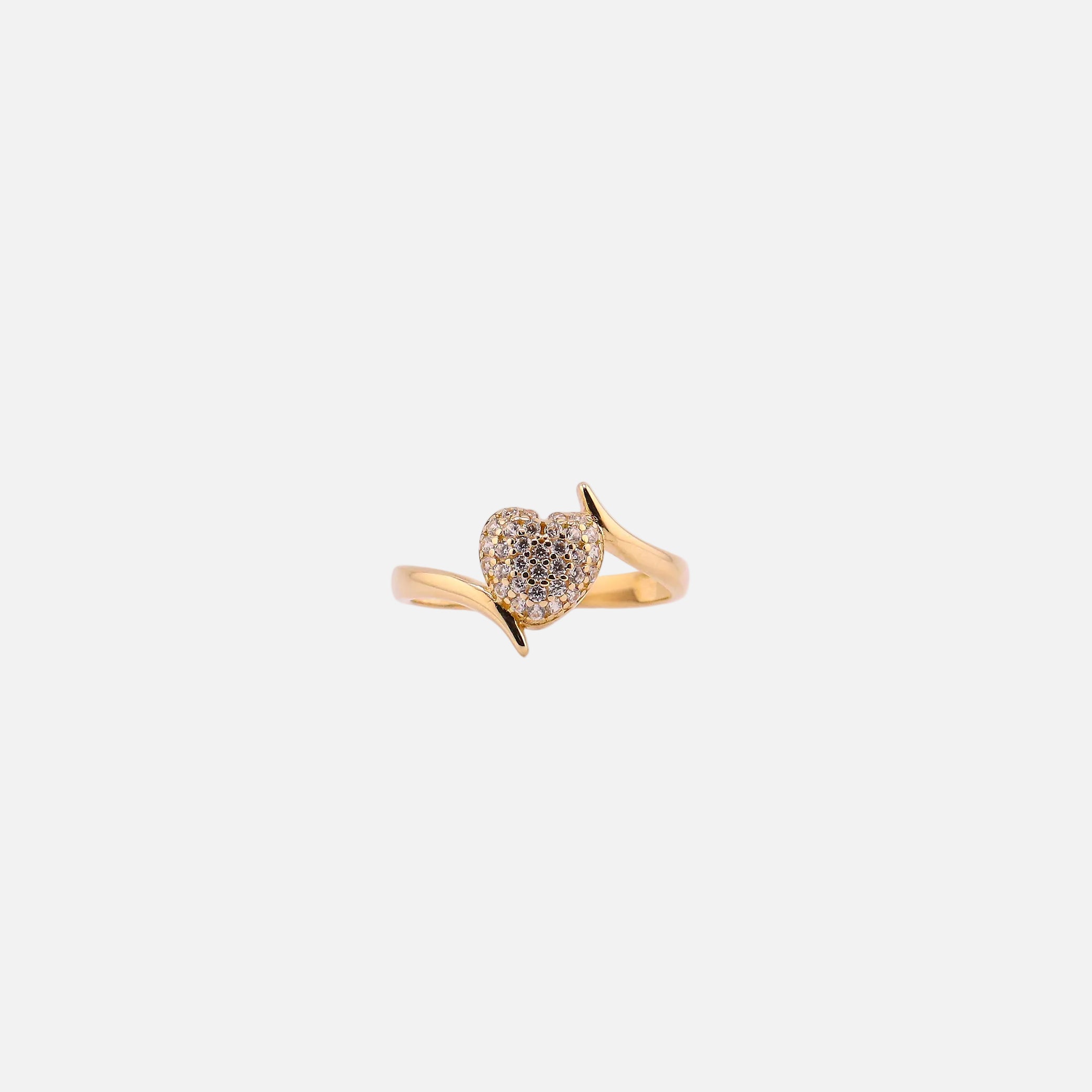 Anillo Corazón C/Piedras Blancas en Oro de 14K