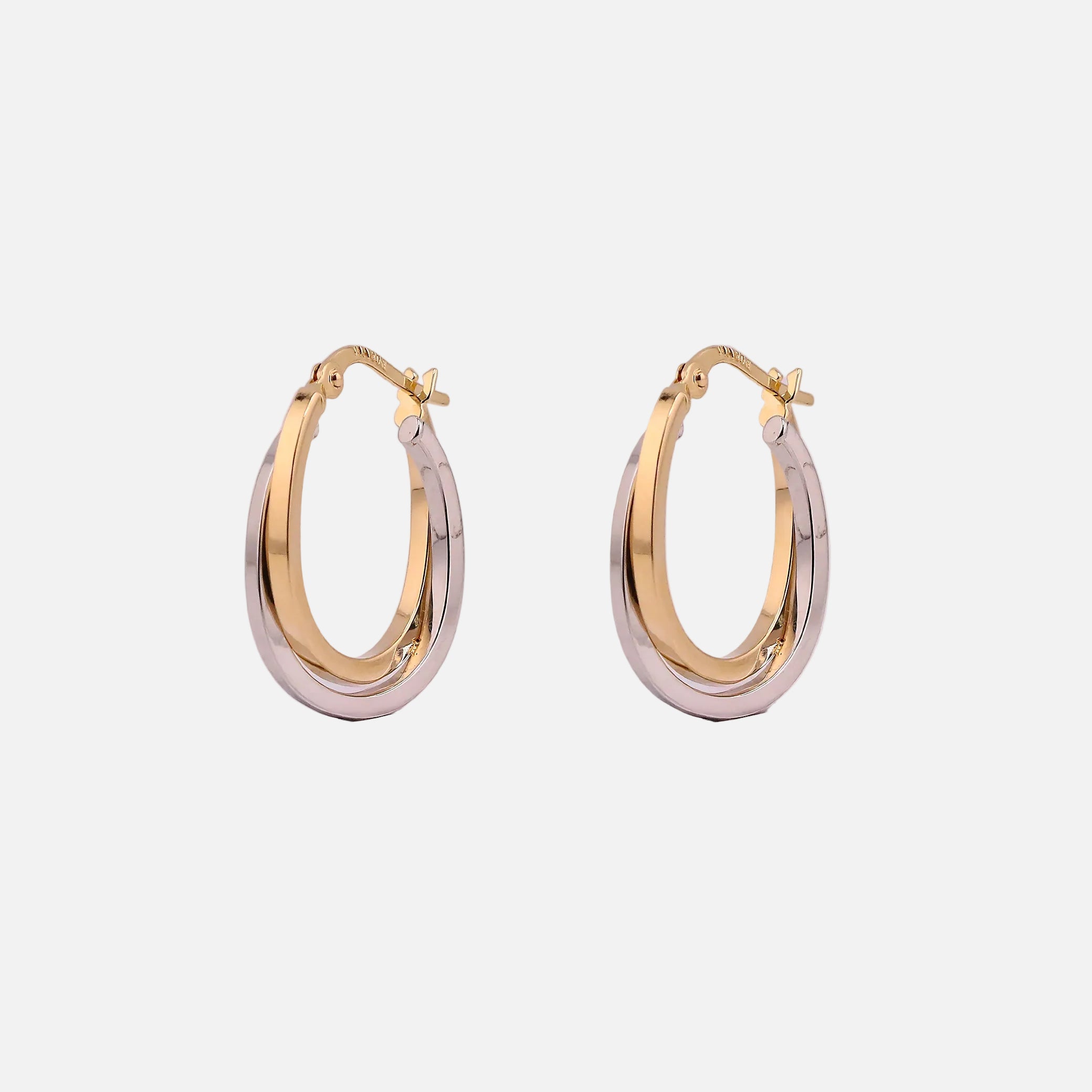 Arracadas Cruzadas Dos Tonos en Oro de 14K