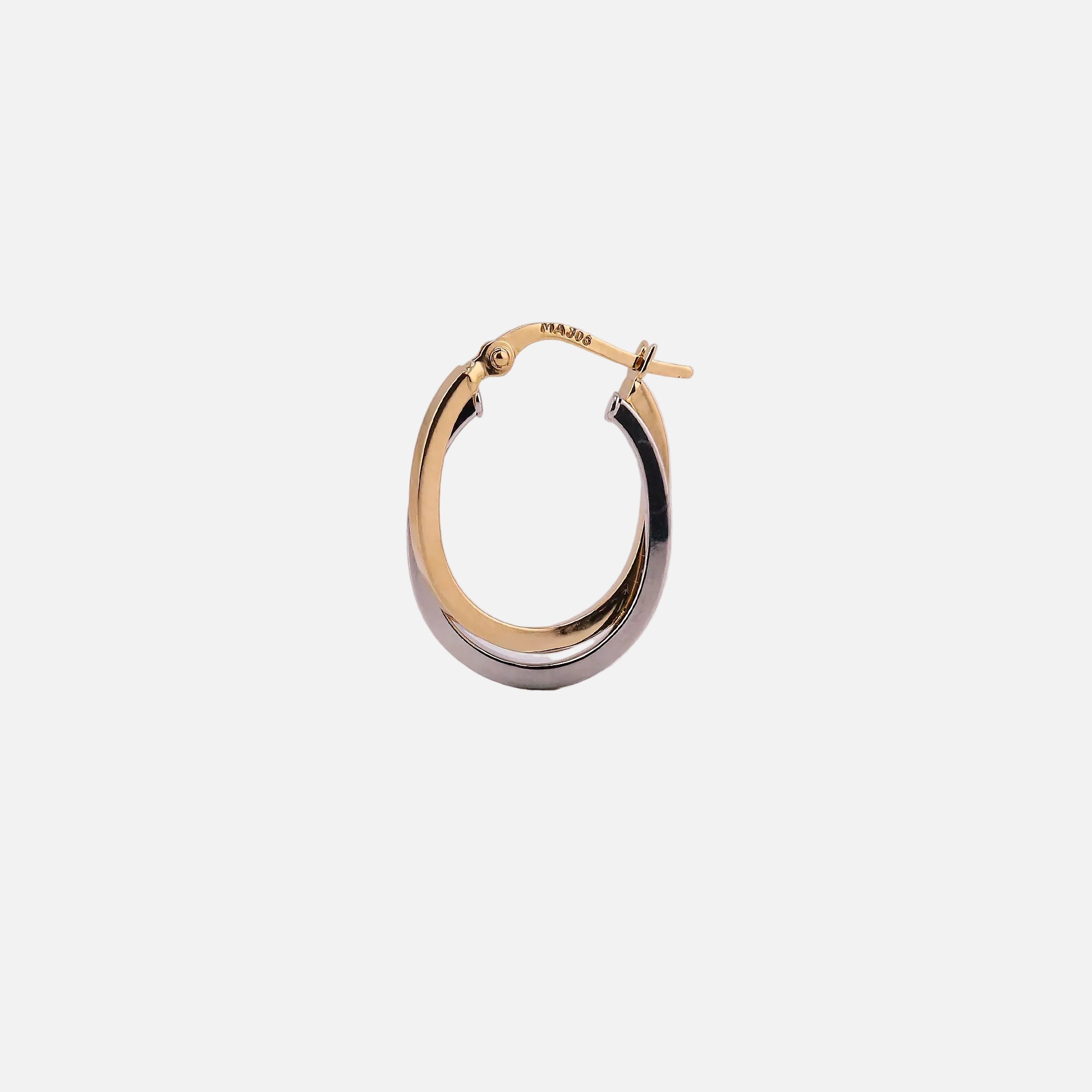 Arracadas Cruzadas Dos Tonos en Oro de 14K