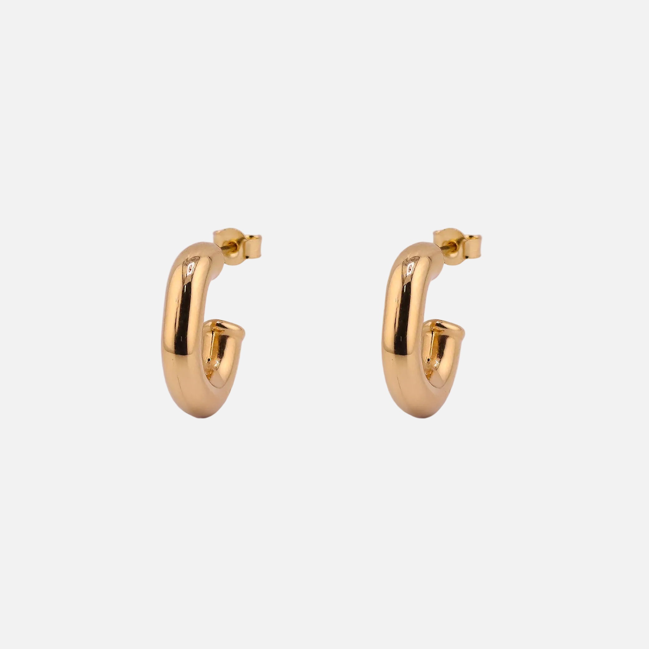 Aretes Media Arracadas en Oro de 14K