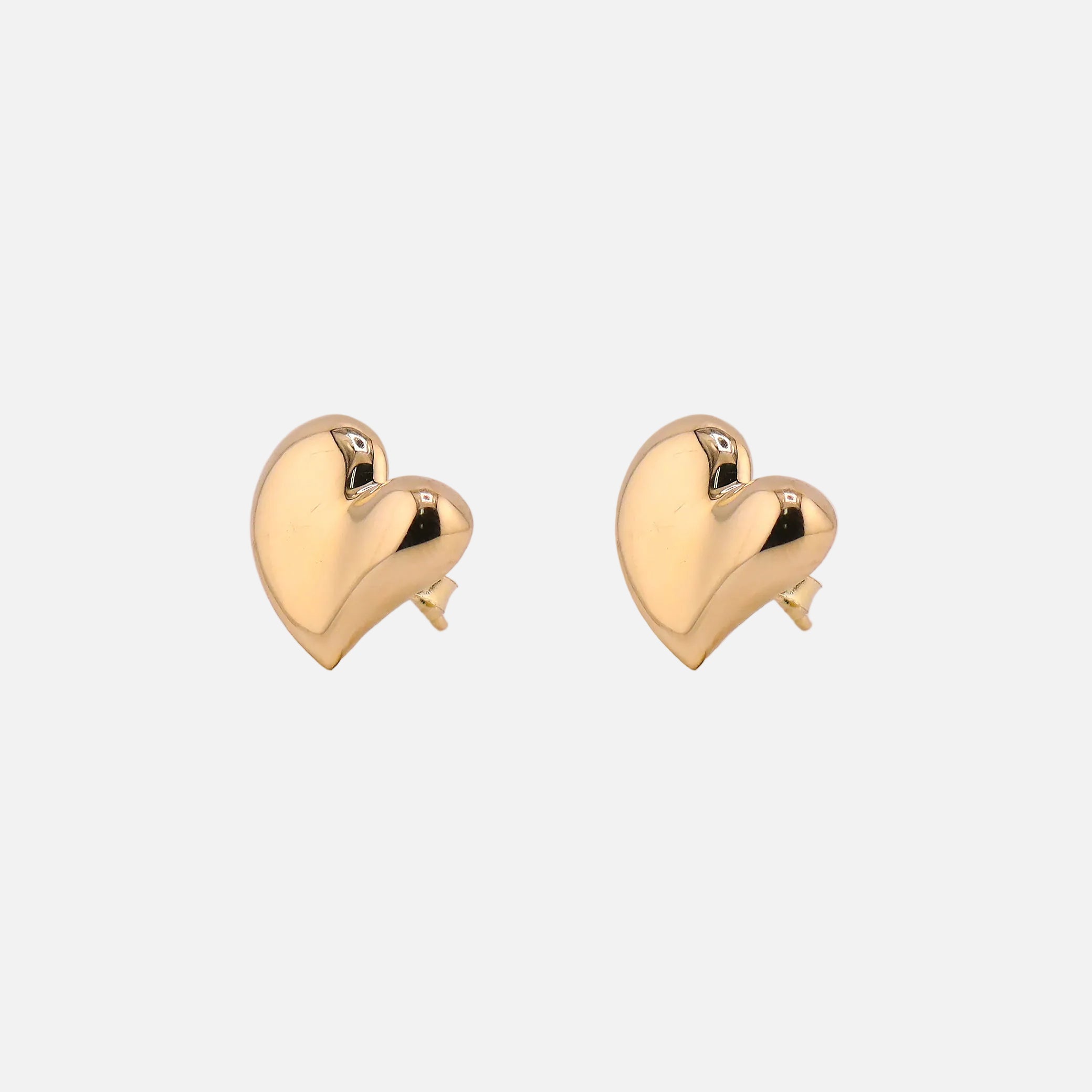 Aretes Corazón Liso en Oro de 14K