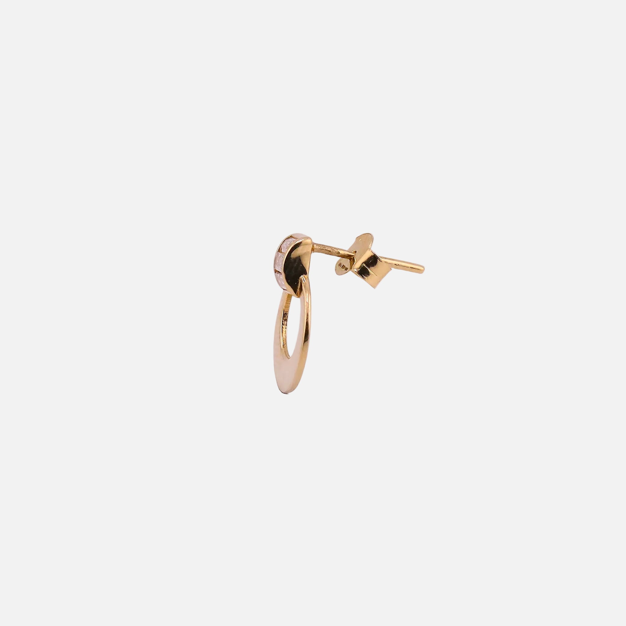 Aretes Círculos C/Piedra Blanca en Oro de 14K