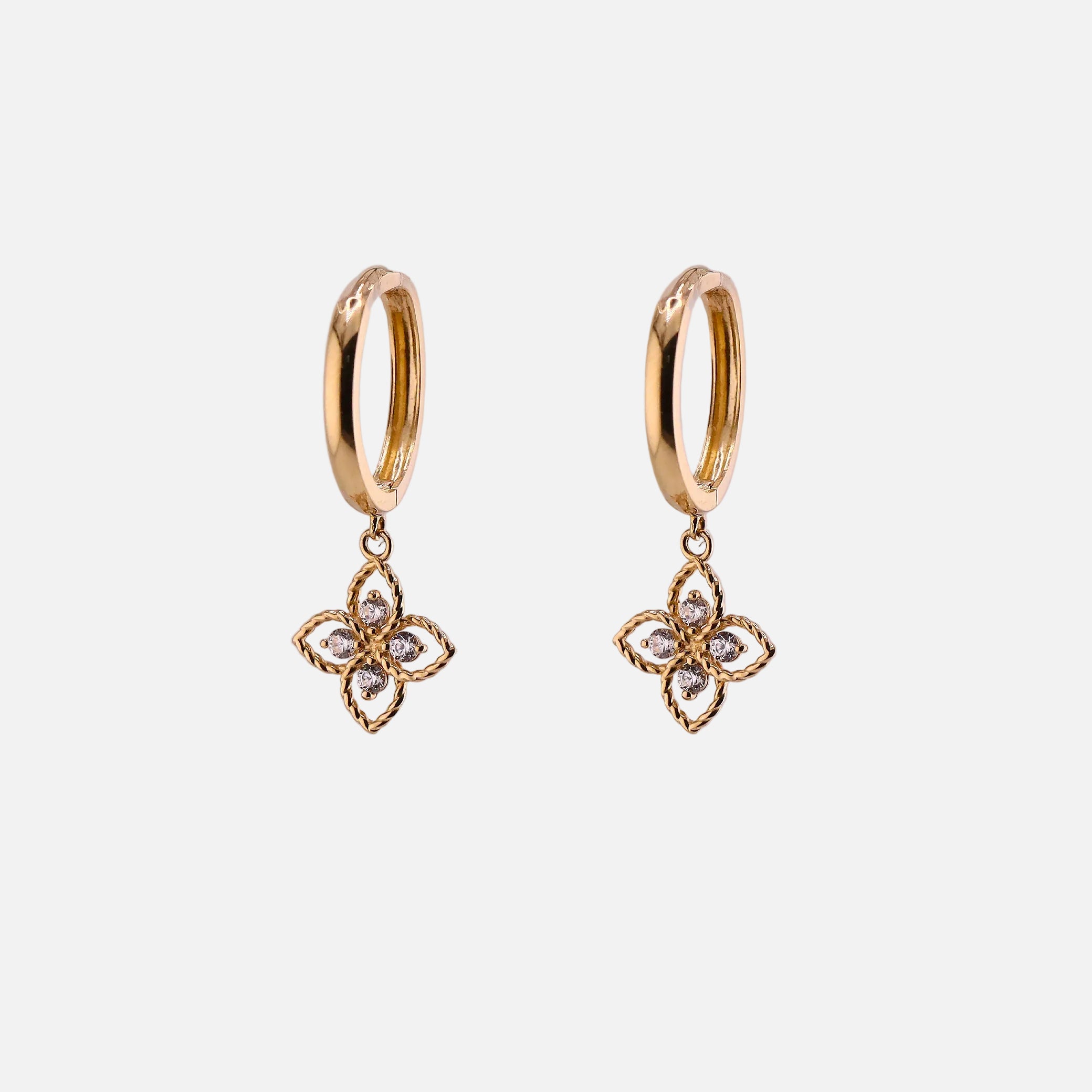Aretes Flor Silueta en Oro de 14K