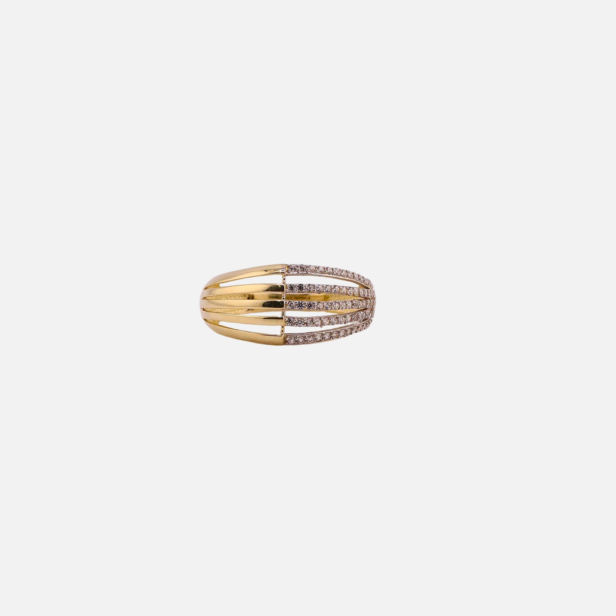Anillo Líneas con Piedras en Oro de 14K