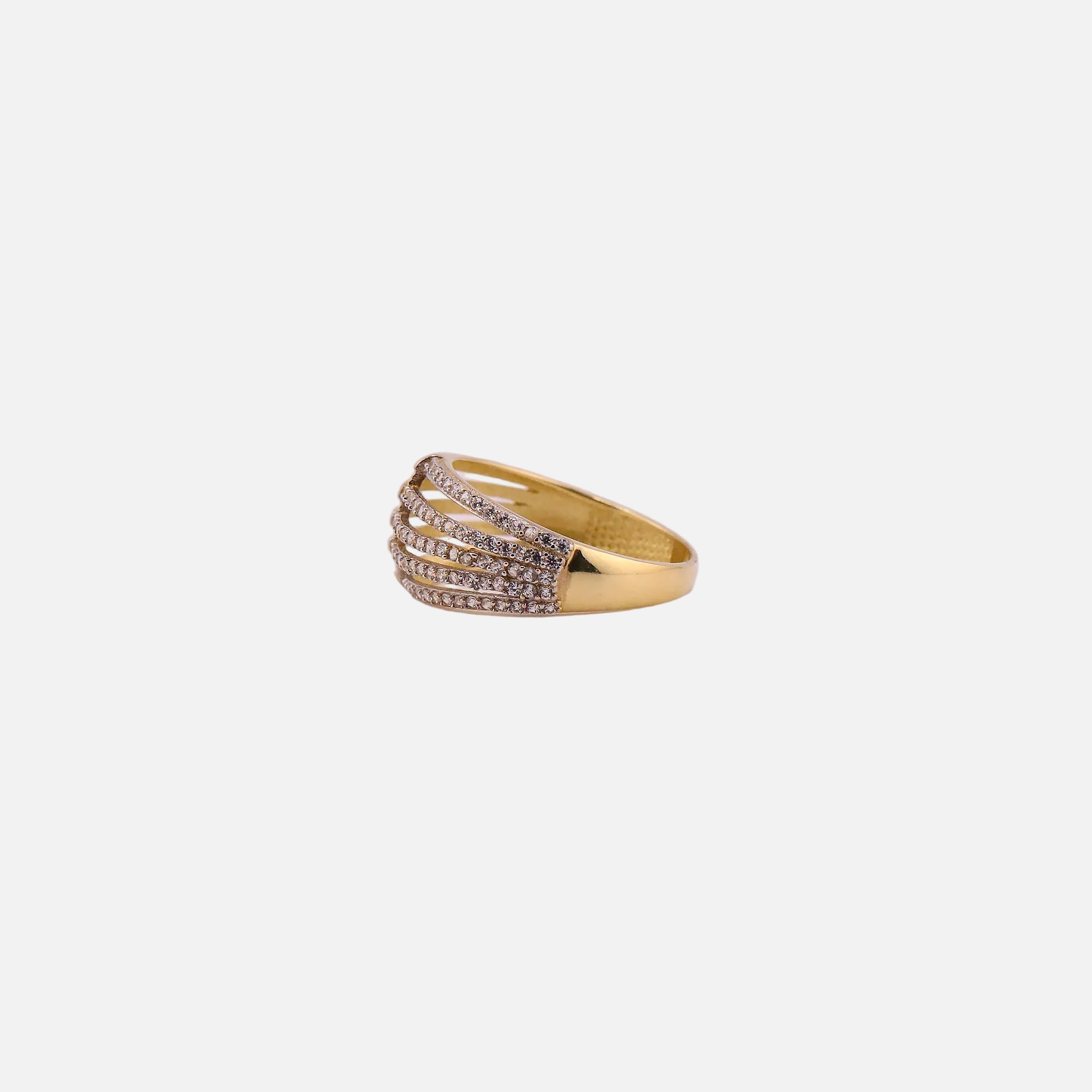 Anillo Líneas con Piedras en Oro de 14K