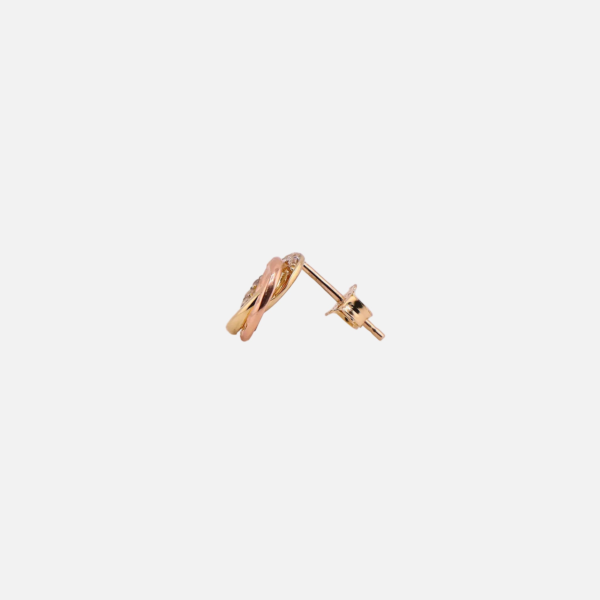 Aretes Enlazados Tres Tonos en Oro de 10K