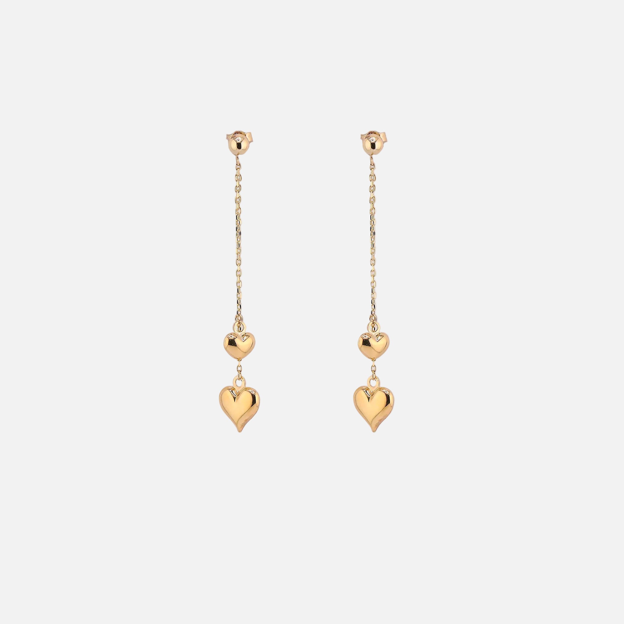 Aretes Largos Corazón en Oro de 10K