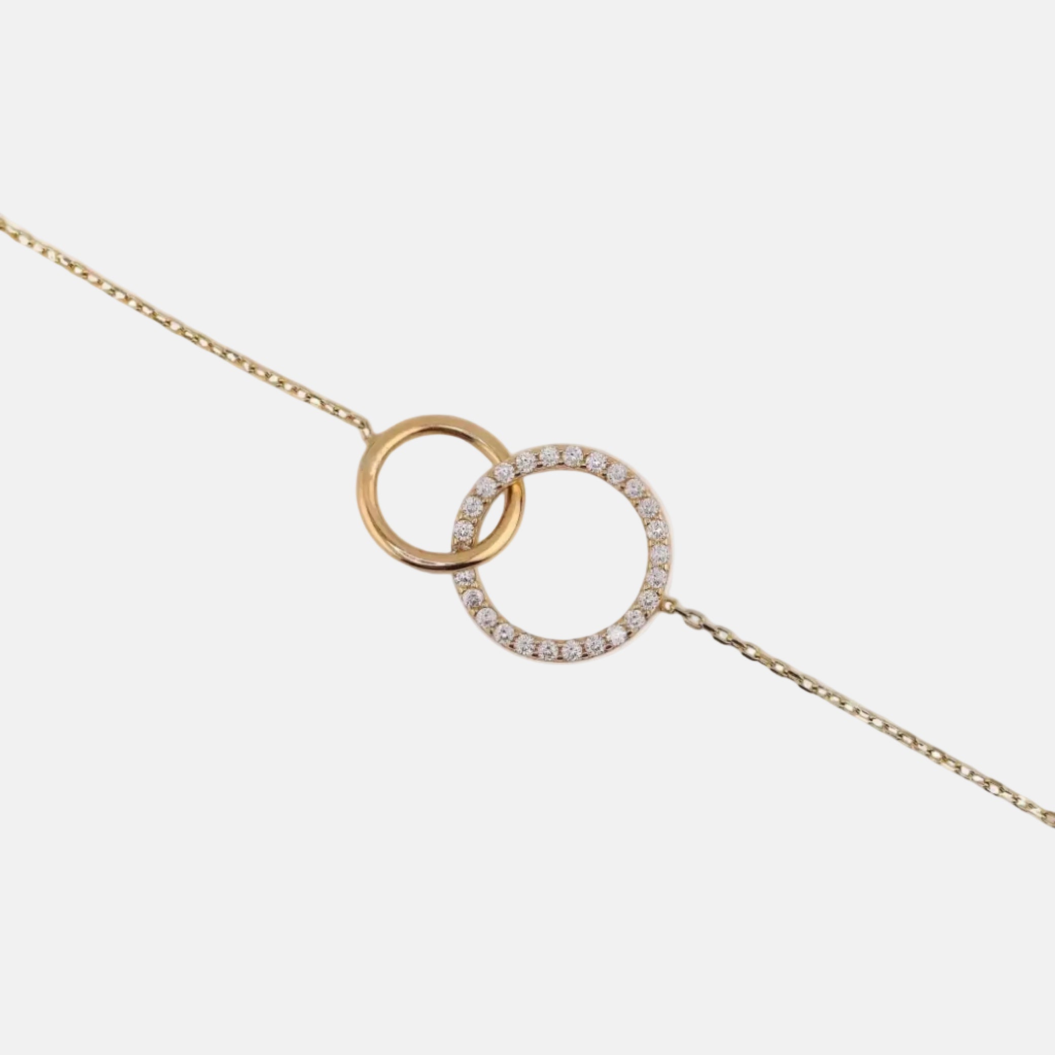 Pulsera Doble Círculos con Piedra Blanca en Oro de 14K