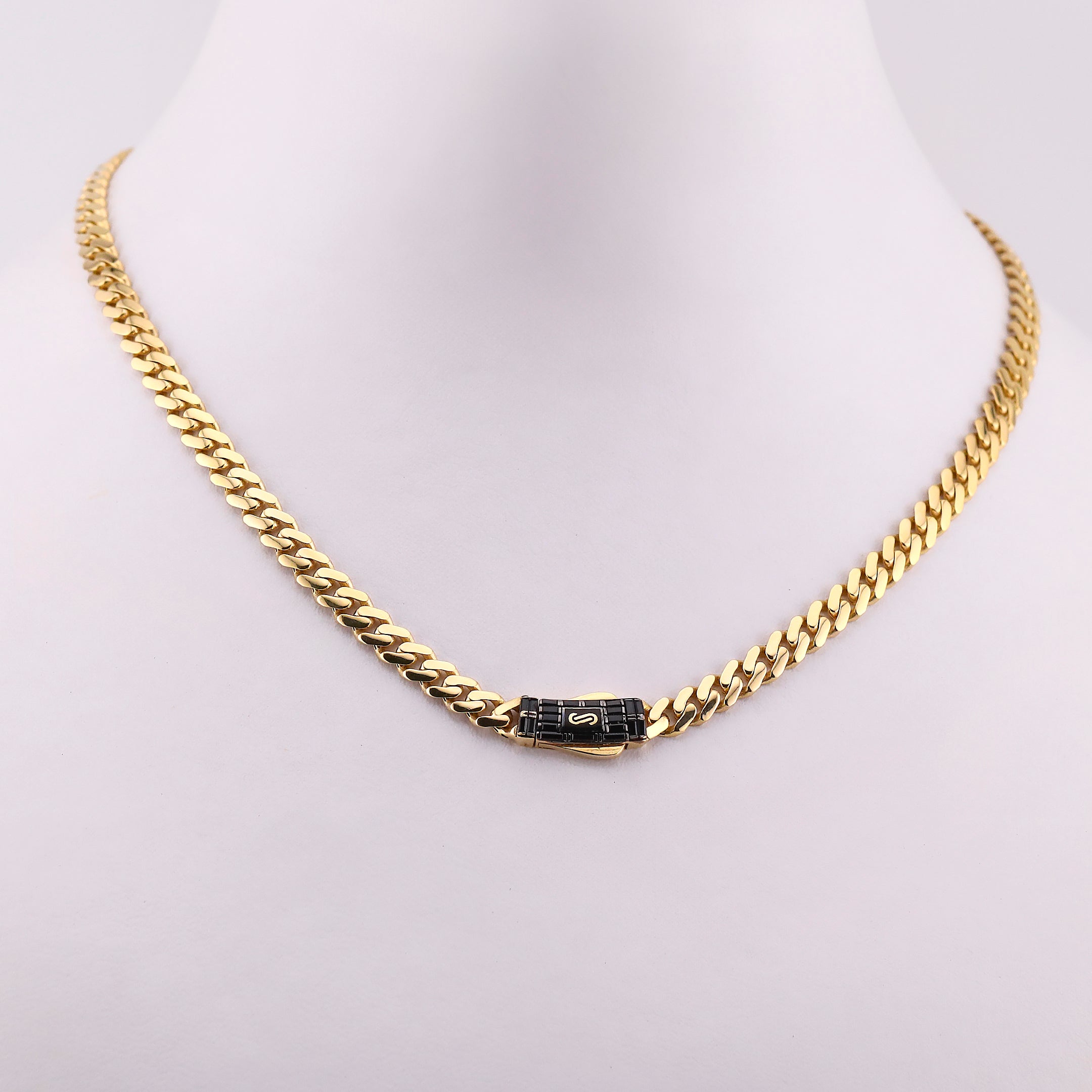 Cadena Monaco Chain Baguette Negro en Oro de 10K