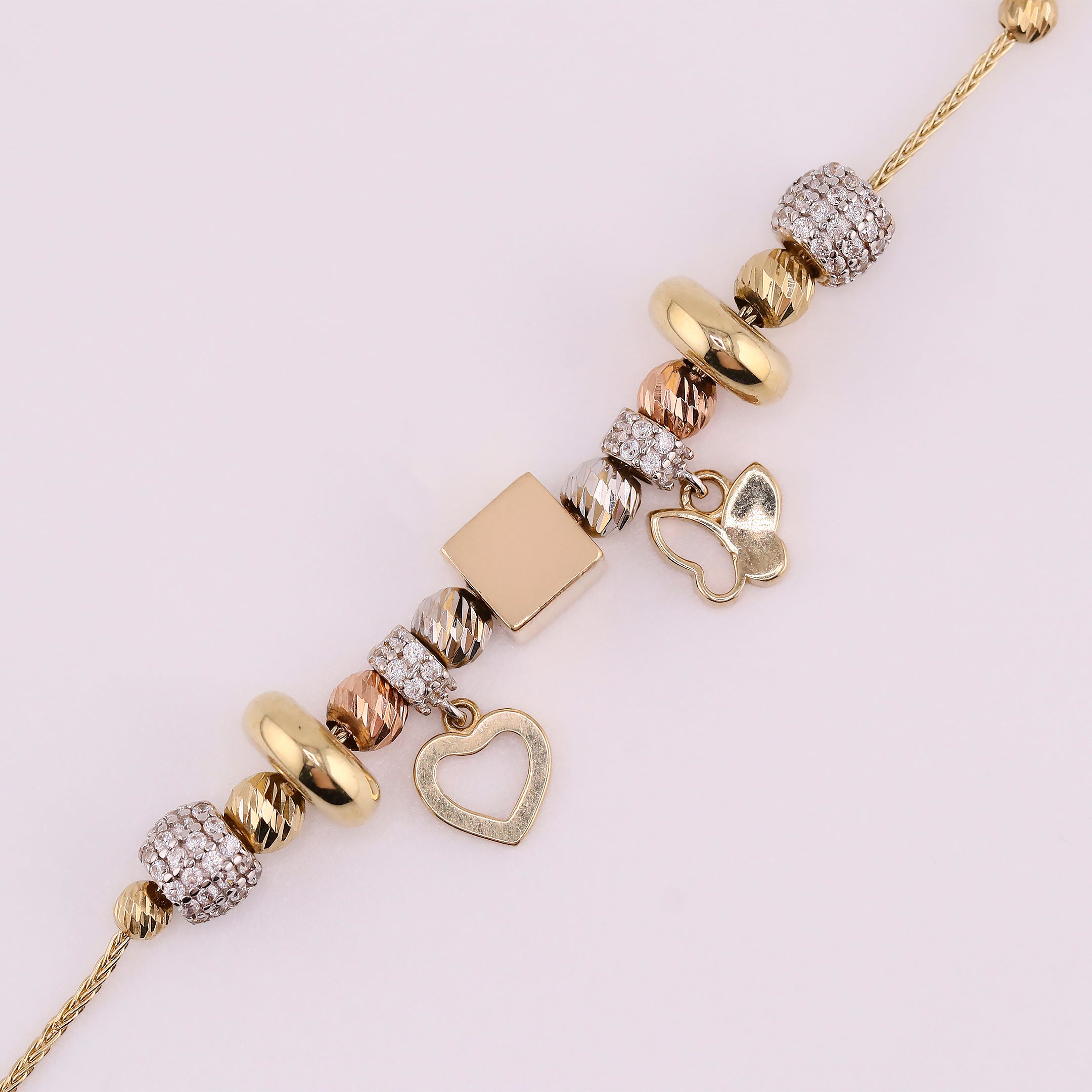 Pulsera de Oro Dijes Colgantes de 14K